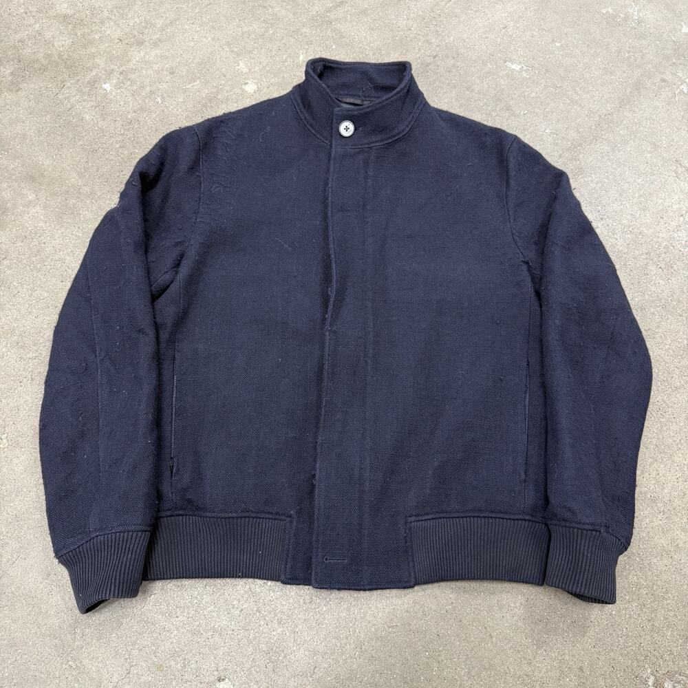 RODD & GUNN WOOL COTTON BOMBER JACKET NAVY LARGE WOVEN IN ITALY
